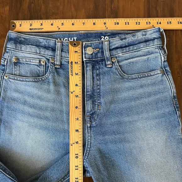 J. CREW 90s Classic Straight Leg Jeans Blue Denim High Rise Frayed - Picture 14 of 16